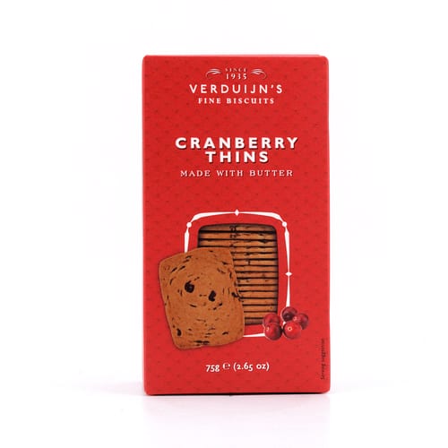 Verduijn's Cranberry Thins Buttergebäck mit Preiselbeeren 75 Gramm Produktbild