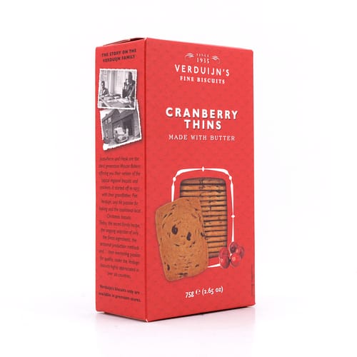 Verduijn's Cranberry Thins Buttergebäck mit Preiselbeeren 75 Gramm Produktbild