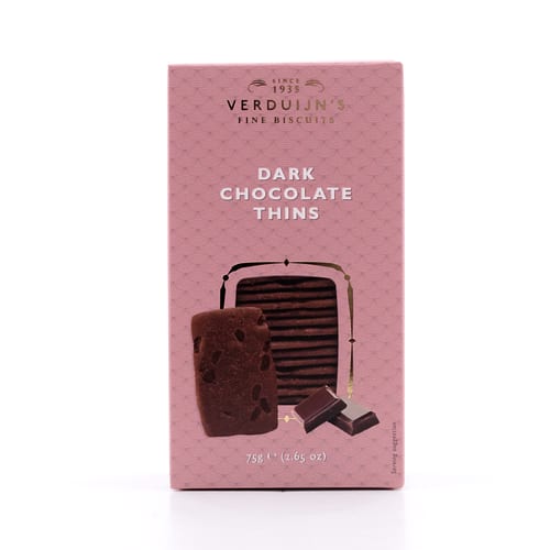 Verduijn's Dark Chocolate Thins Butterkekse mit Schokolade und Kakaopulver 75 Gramm Produktbild