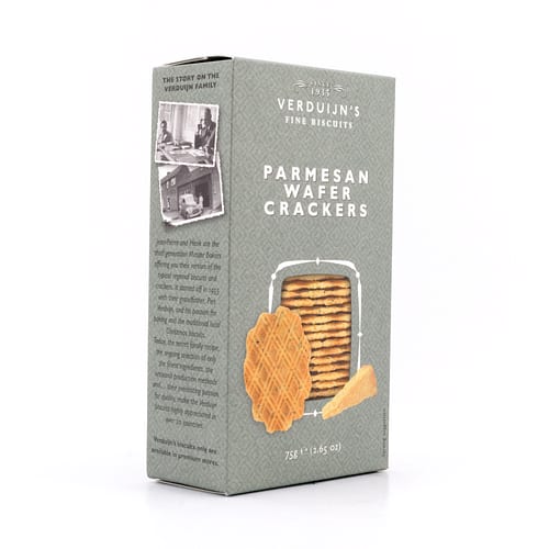 Verduijn's Parmesan Wafer Crackers Waffeln mit Parmesan, Basilikum und Knoblauch 75 Gramm Produktbild