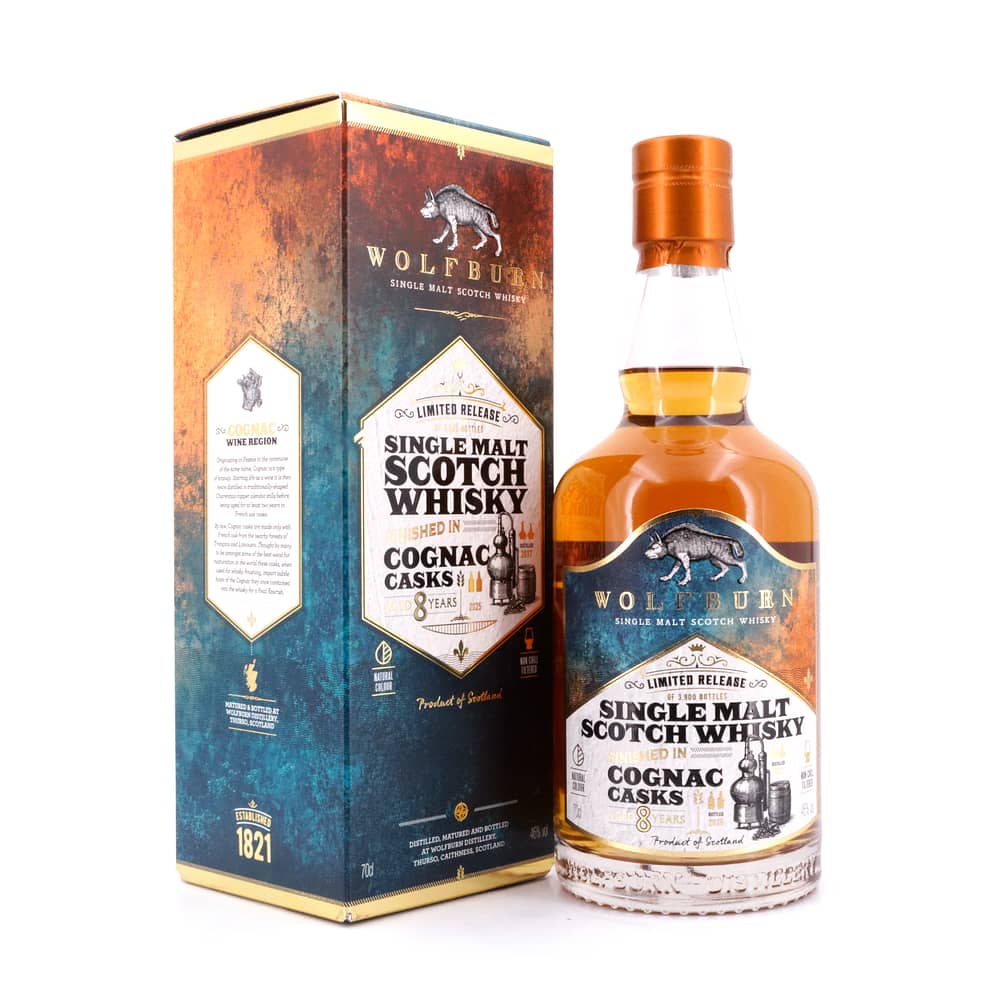 Wolfburn 8 Jahre Cognac Cask Release 0,70 Liter/ 46.0% vol Produktbild